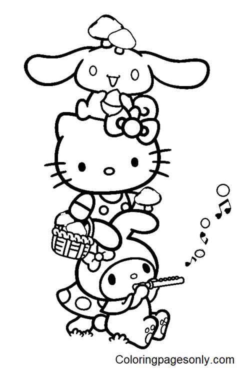 hello kitty and melody coloring pages